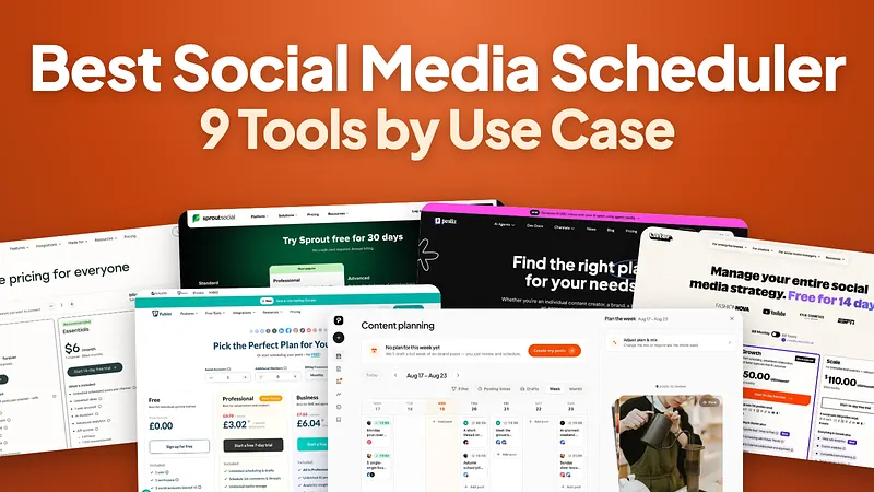 Best Social Media Scheduler: 9 tools by use case, over the pricing pages of Buffer, Sprout Social, Postiz, Later and Publer and the PostPost.ai app